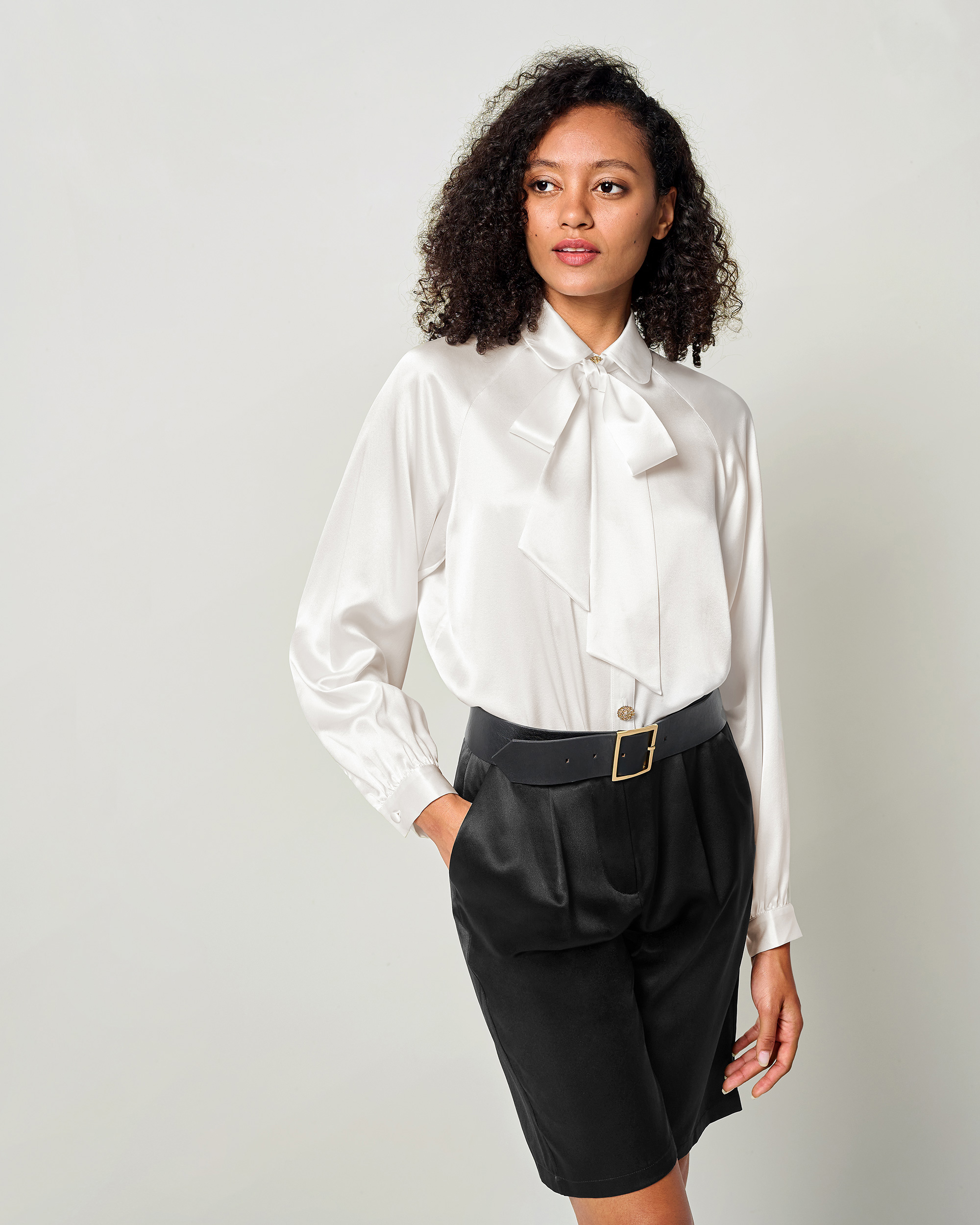 Vintage Tie Neck Silk Shirt