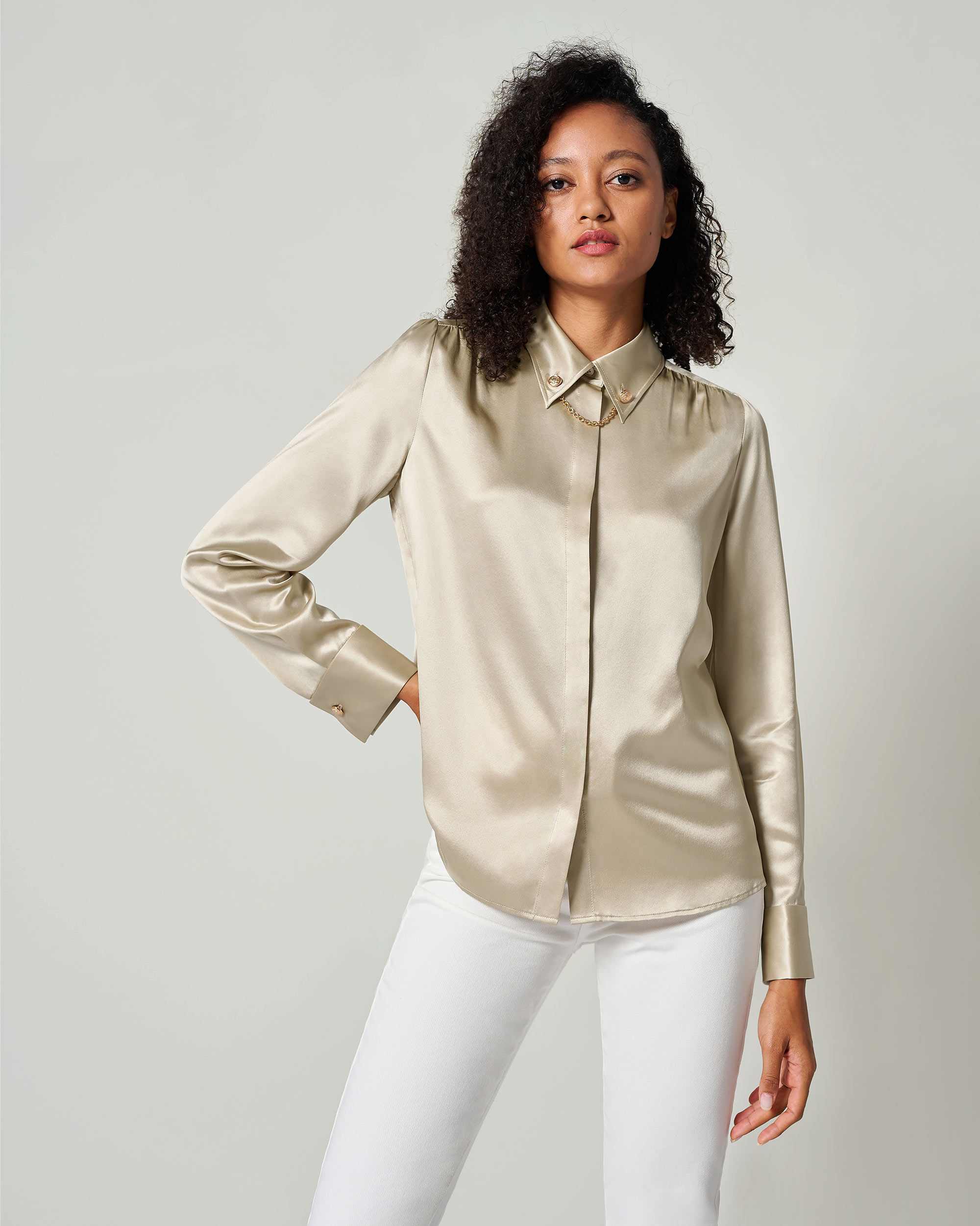 Silk hot sale gold shirt