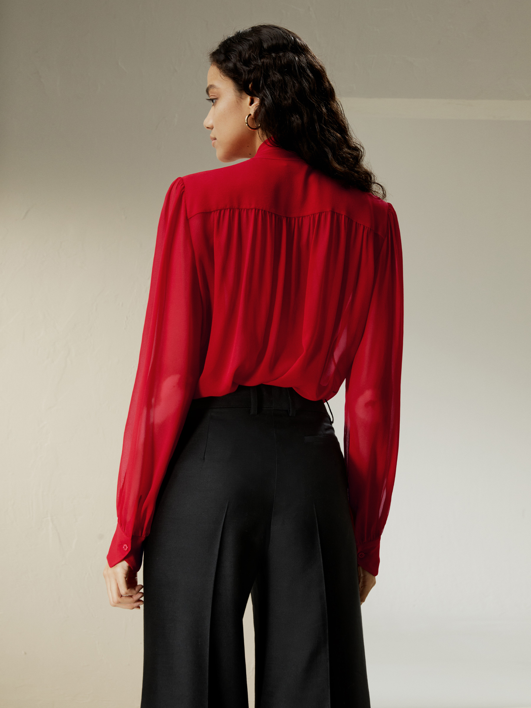 Red silk store sweater