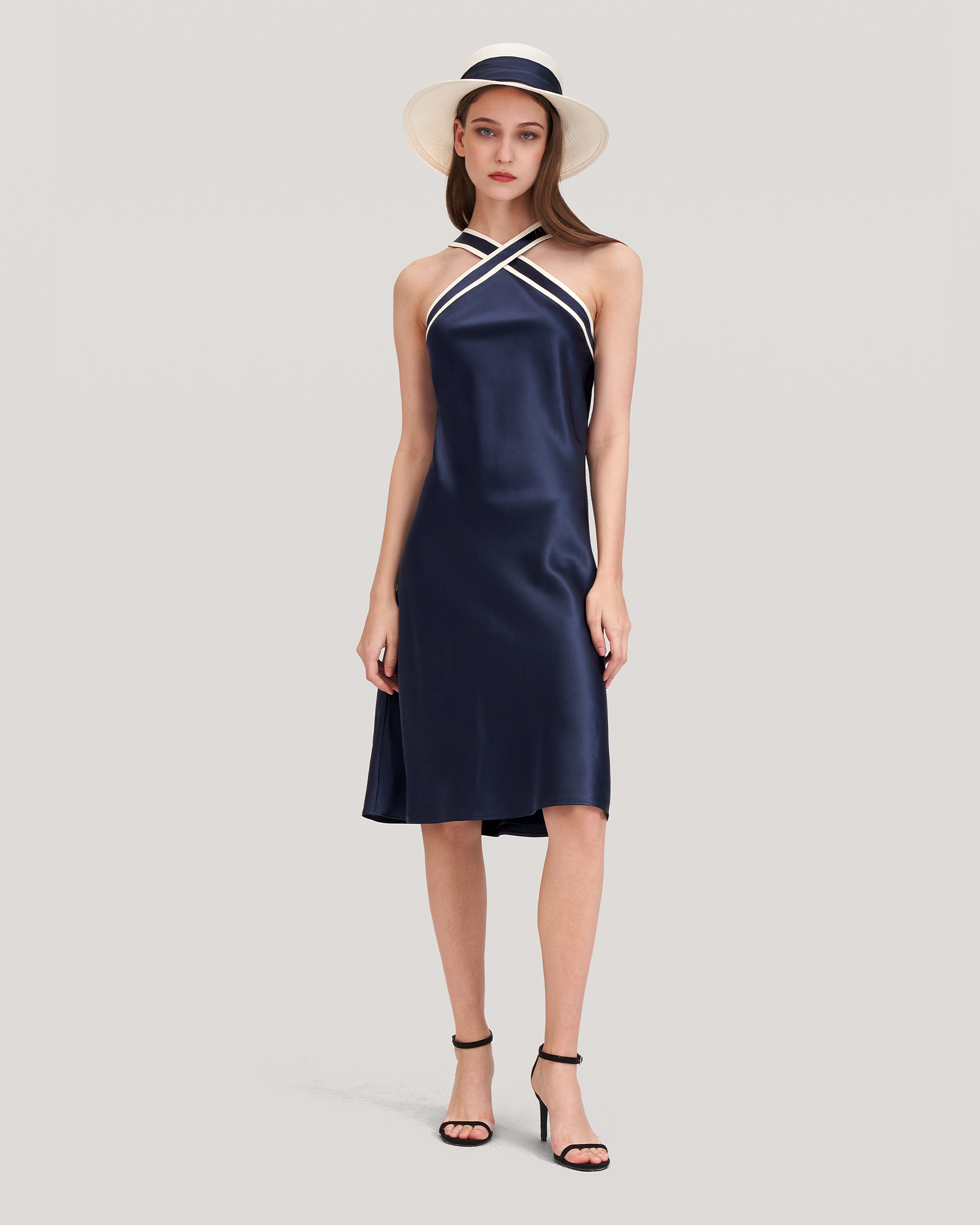 Silk 2024 dress navy