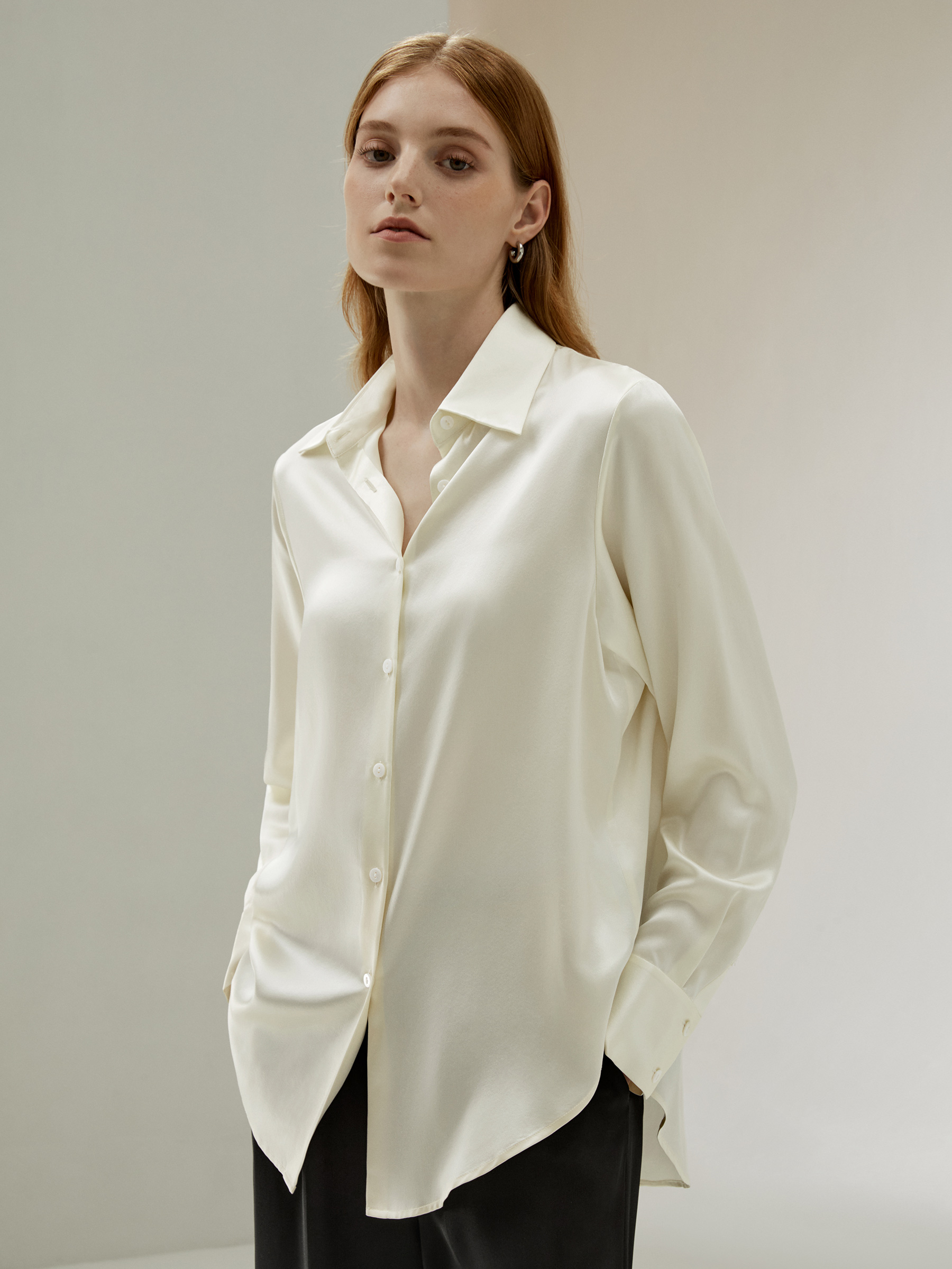 Cream sales silk shirt