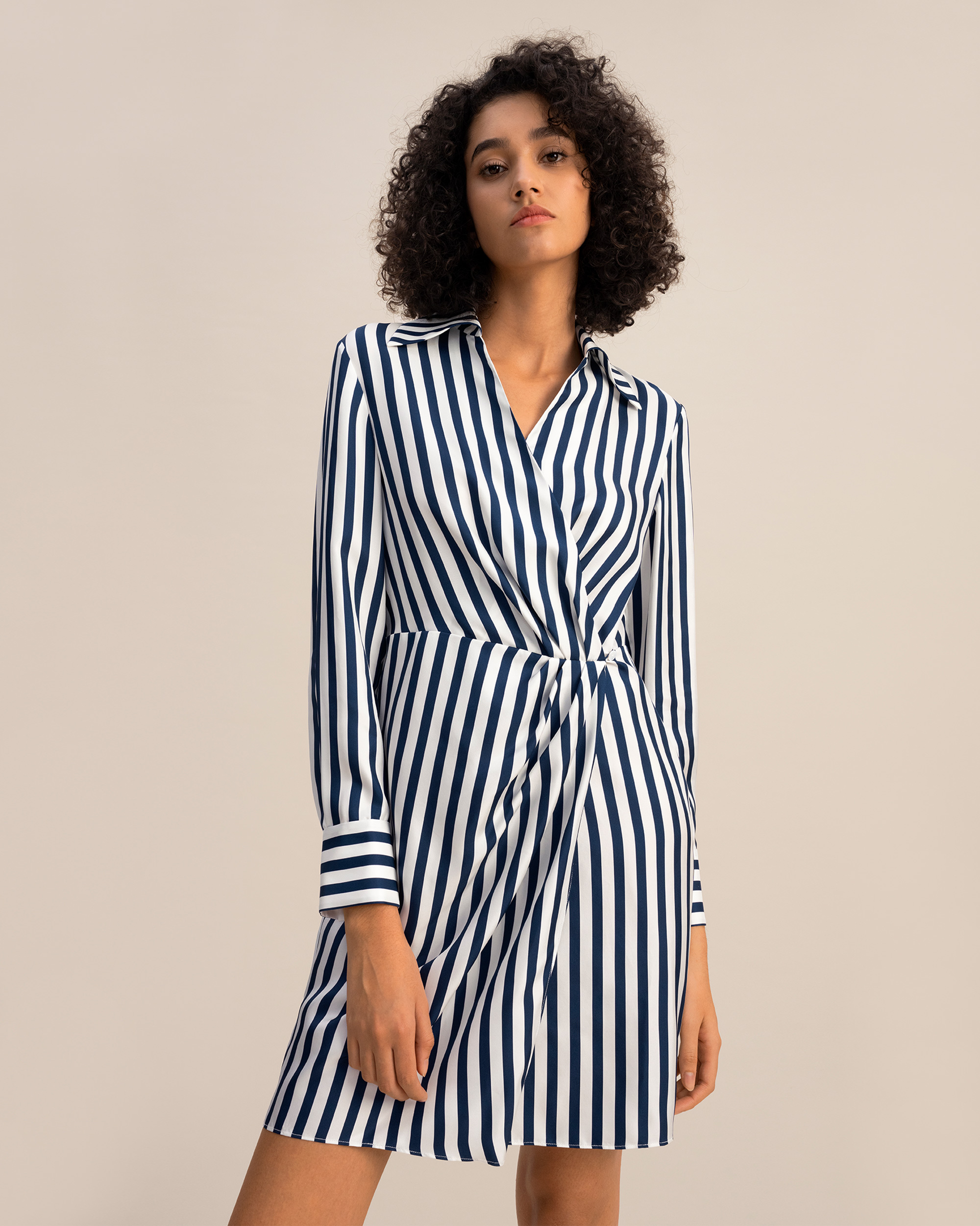 Striped shirt dress long 2024 sleeve