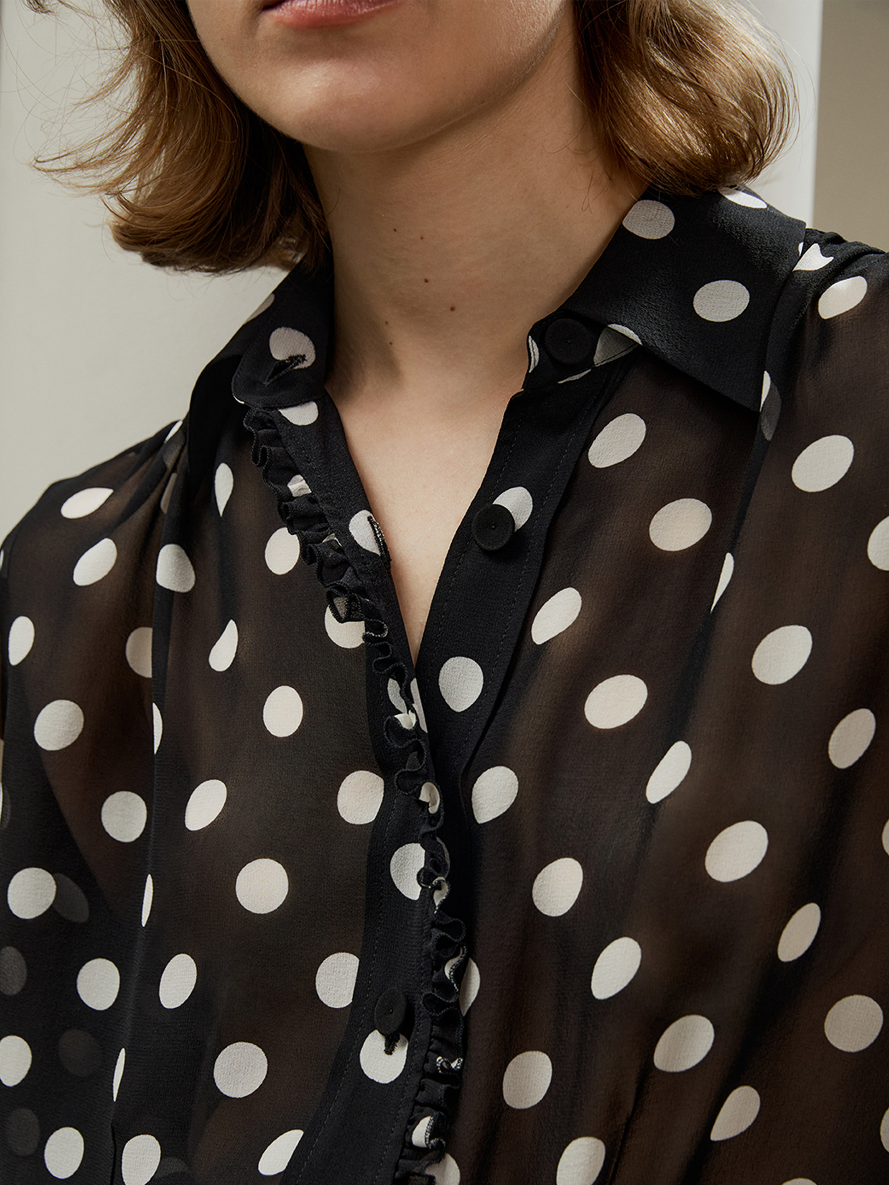 Polka dot silk blouse sale