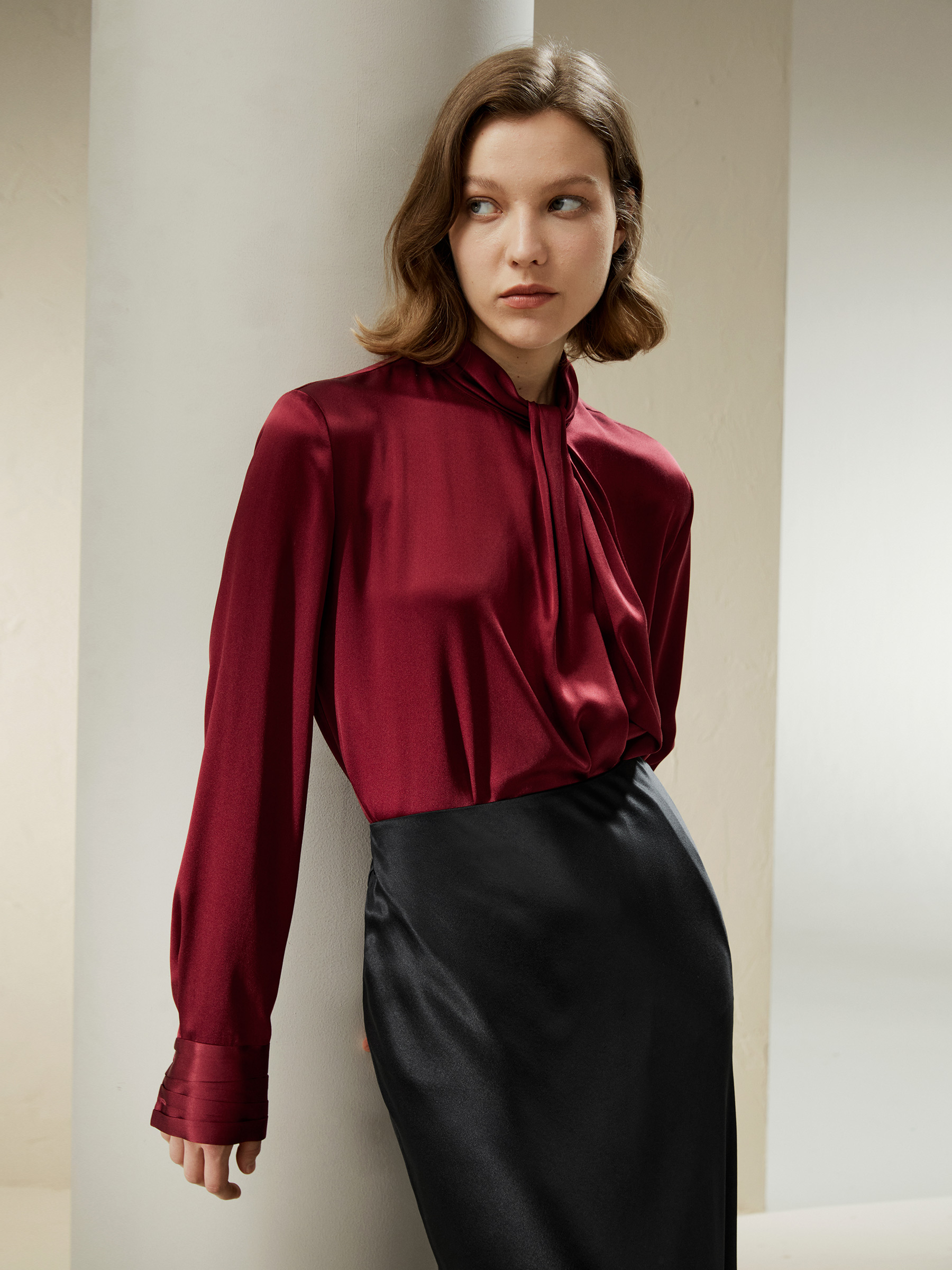 LILYSILK X NATASHA Silk Wrap Blouse