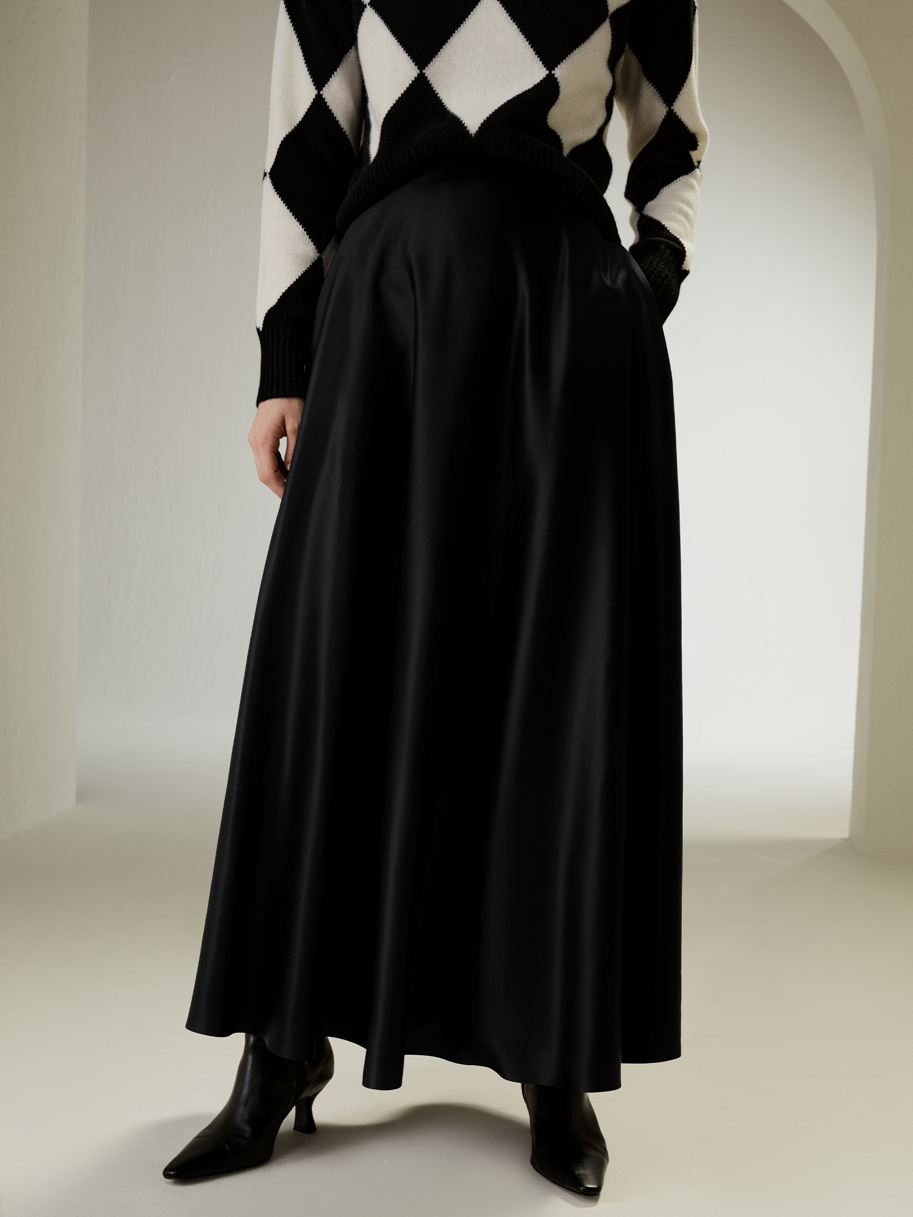 A-Line Silk Maxi Skirt