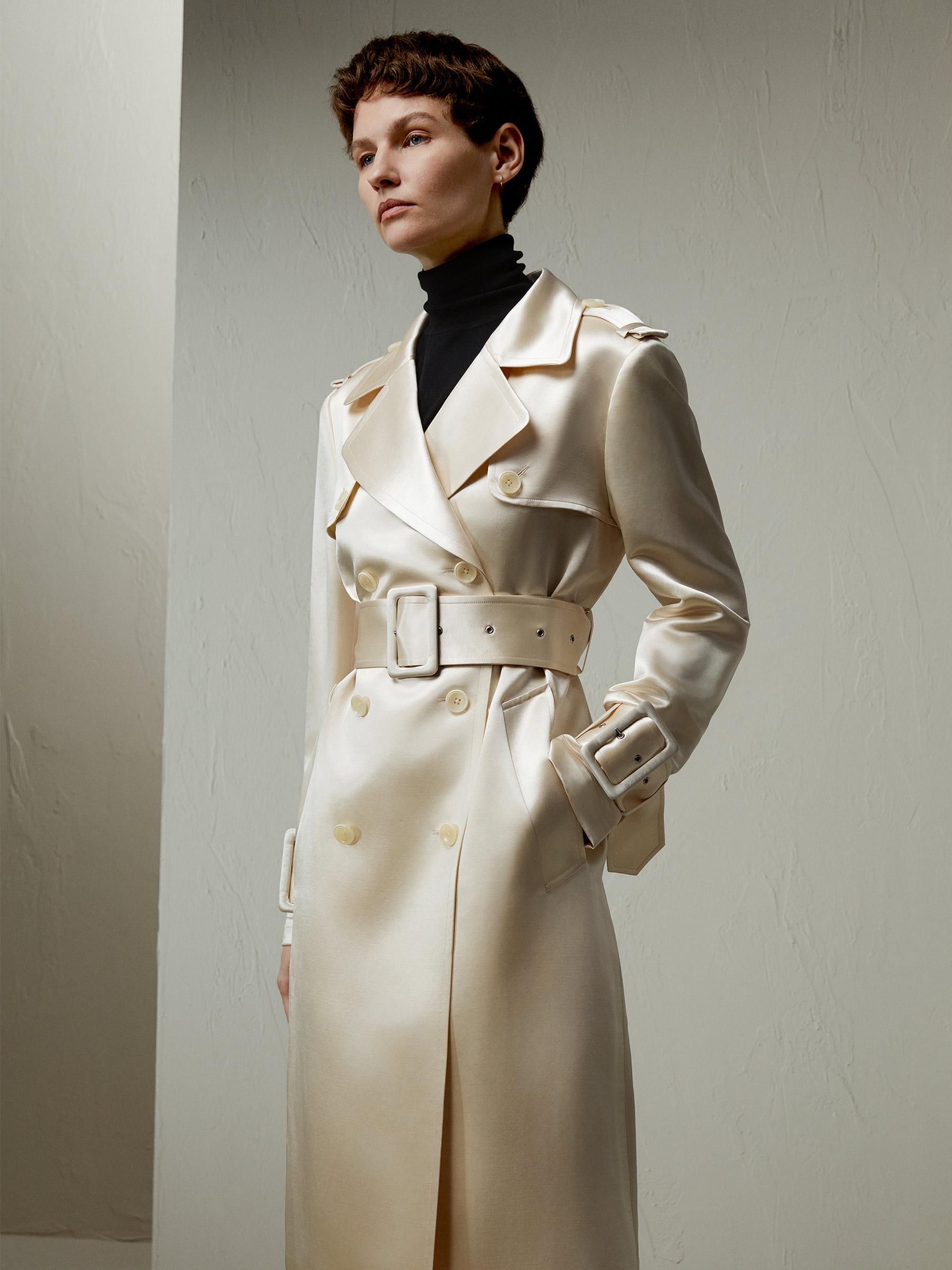 White cheap belted coat