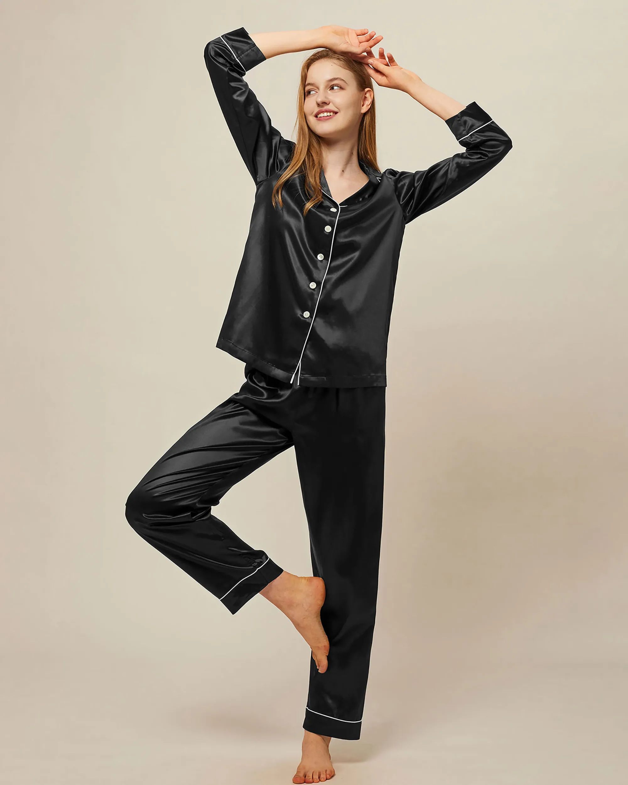 Silk piped pyjama online set